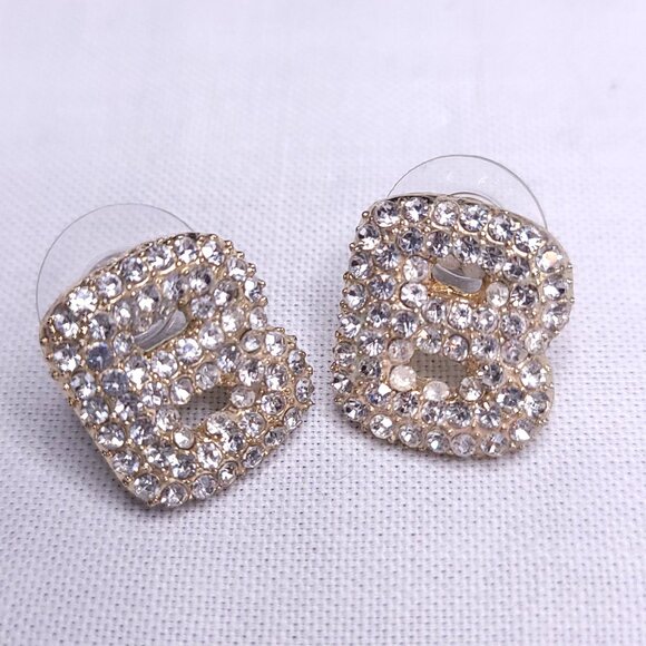 Gold Tone Bubble Earrings Initial "B" - Picture 3 of 3